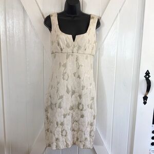 St. John Evening Cream Metallic Brocade Dress